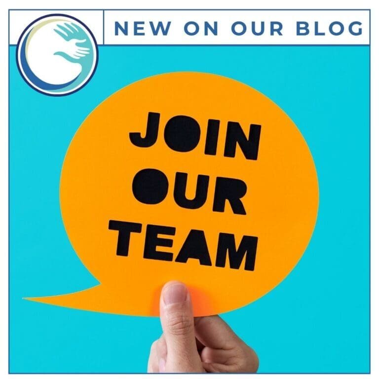 Caregiver recruiting graphic promoting Direct Support Professional jobs and careers